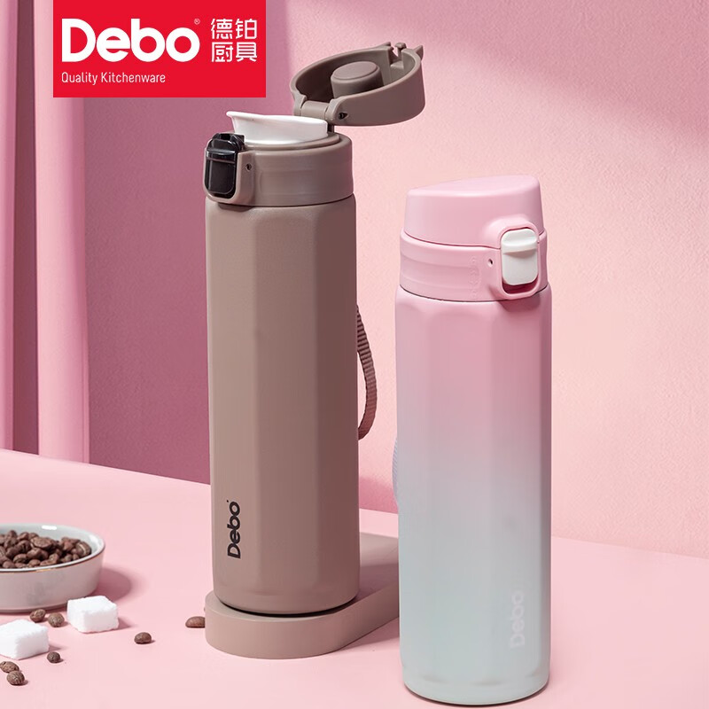 德铂(Debo)卡特希450ml八角保温杯304不锈钢弹跳杯DEP-888高清大图