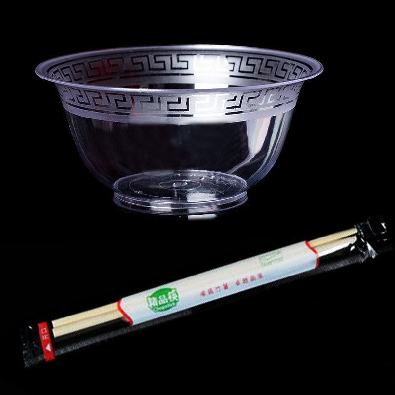 250水晶碗 单独碗50个 加厚一次性塑料碗硬航空水晶碗透明碗饭碗汤碗婚庆碗大排挡碗小碗