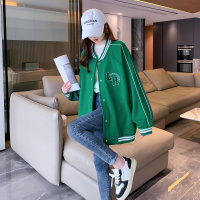 唐狮 |秋冬季外套女新款韩版宽松左胸字母棒球服外套休闲百搭潮
