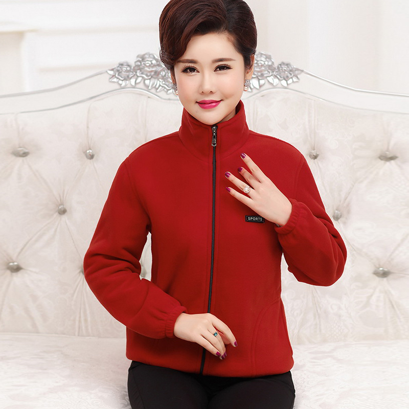 yibusheng中老年女装春秋装外套妈妈装4050岁抓绒上衣中年人大码绒