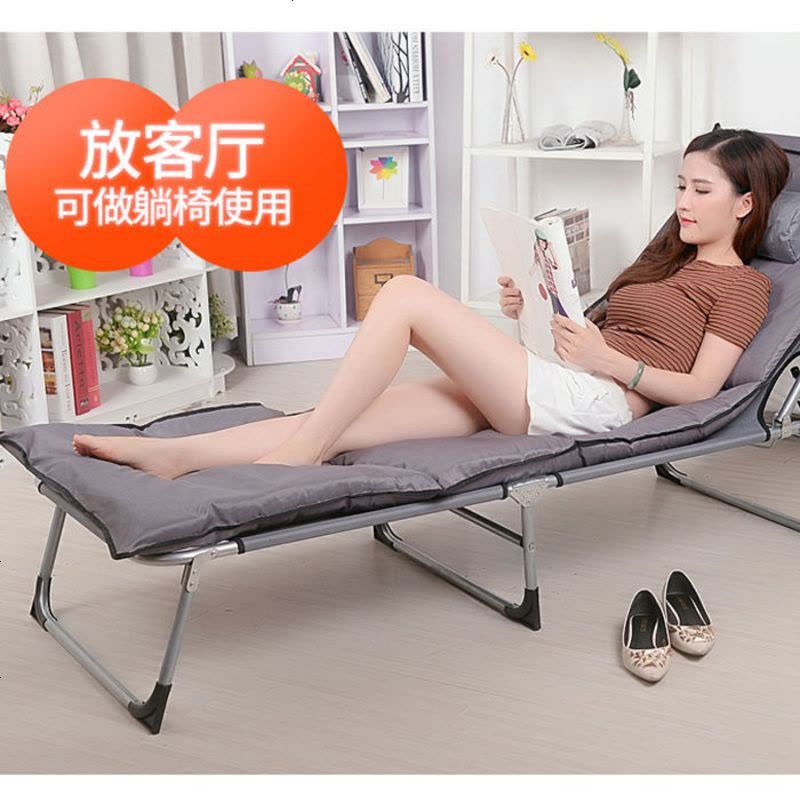 午休椅折叠办公室椅可调节角度单人躺椅懒人椅成人折叠床午休床 4脚四层加固70cm宽藏青 带棉垫图片