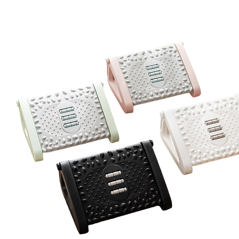 丽佳邦创意脚底按摩器办公室桌下搁脚凳脚部按摩放松神器家用防翘脚凳子象牙白可调节高度高清大图