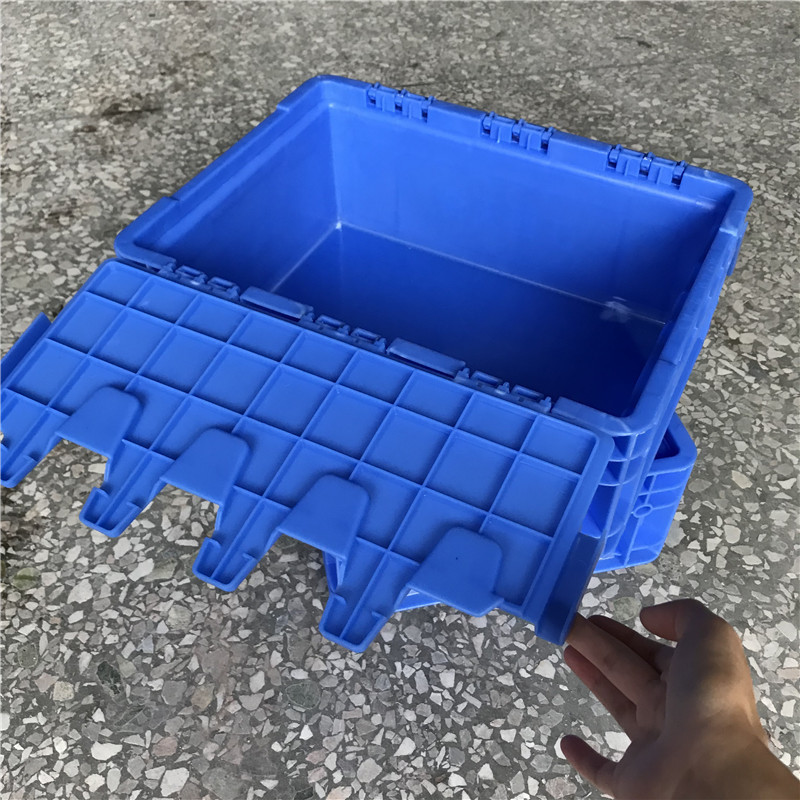 4315-148塑料物流箱 翻盖平盖物流箱 上海汽配灰色蓝色物流箱