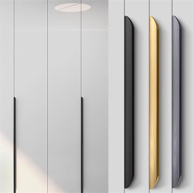 隐形拉手白色大衣柜门现代简约高档长款门缝侧装柜子抽屉把手极简
