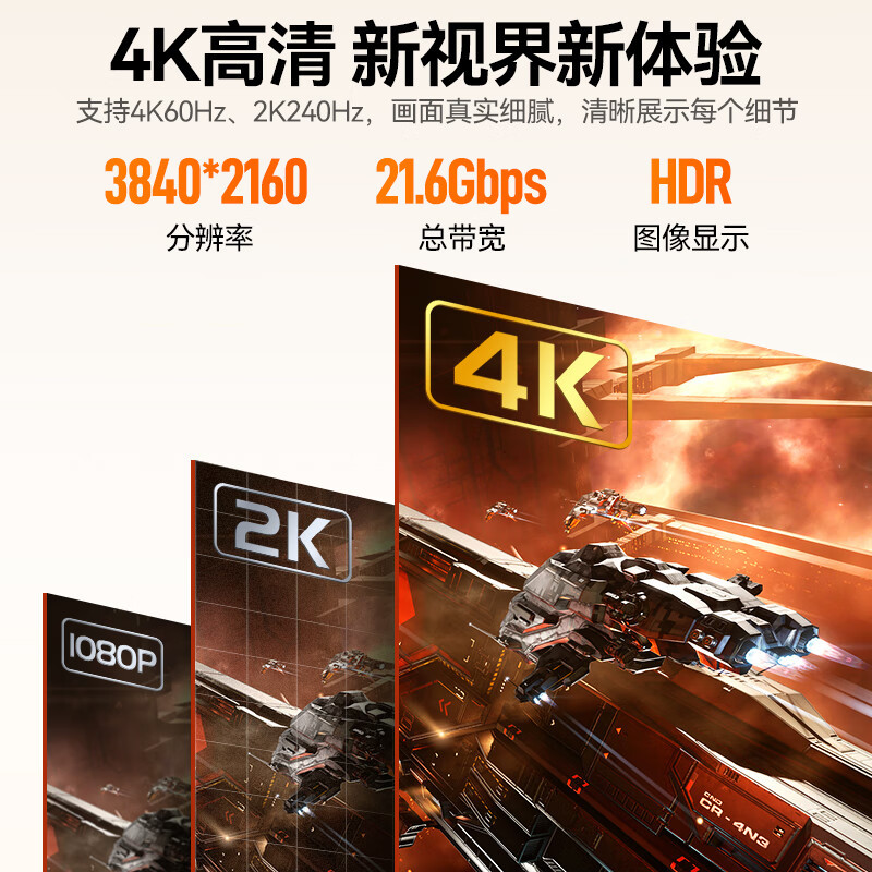 山泽 DP线1.2版 4K高清 DisplayPort电脑显卡笔记本接显示器电竞连接线3米 DD-30 单位:条