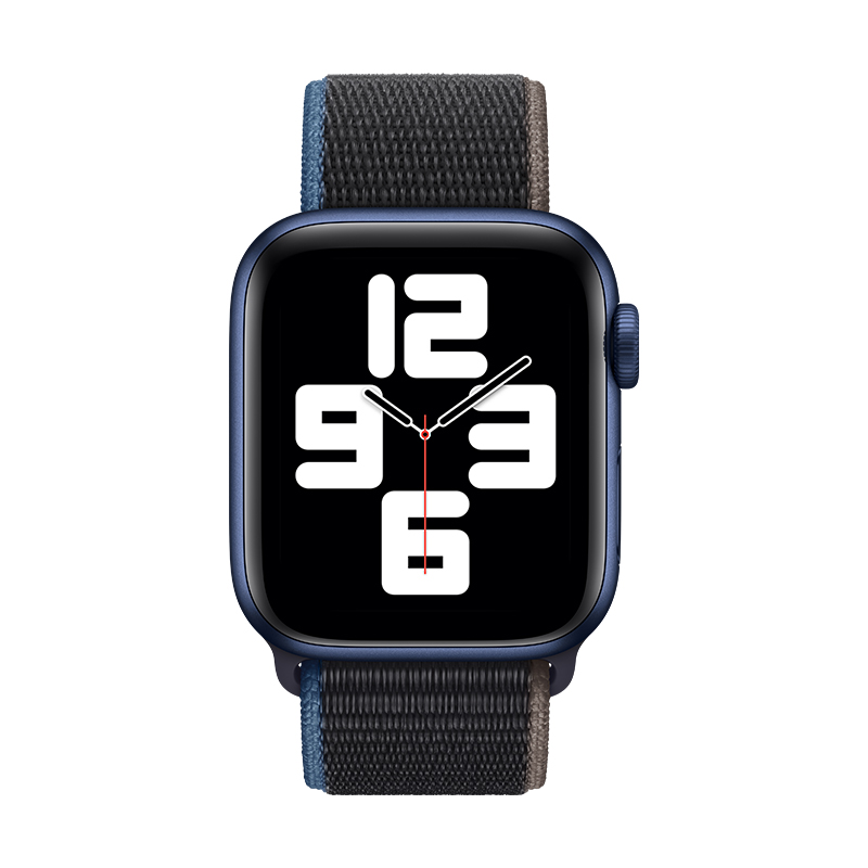 MKR33CH/A Apple Watch SE 40毫米 GPS+蜂窝版 深空灰色铝金属表壳风暴黑配灰色回环式运动表带
