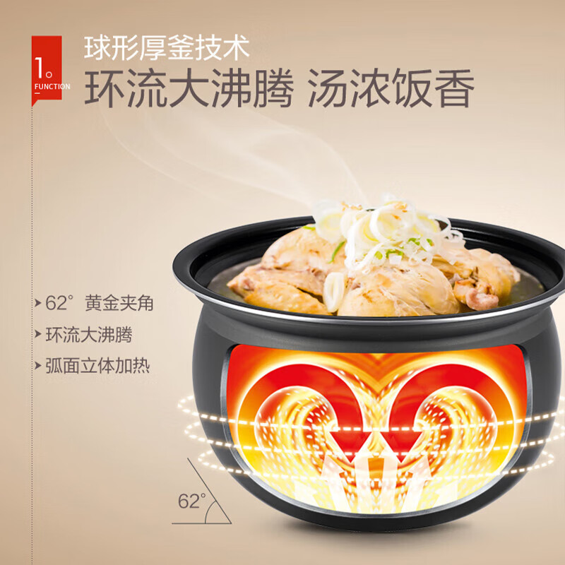 苏泊尔(SUPOR)SY-50FC07Q电压力锅全自动智能预约5L触控面板家用煲汤易清洁双球釜内胆压力锅电饭煲高清大图