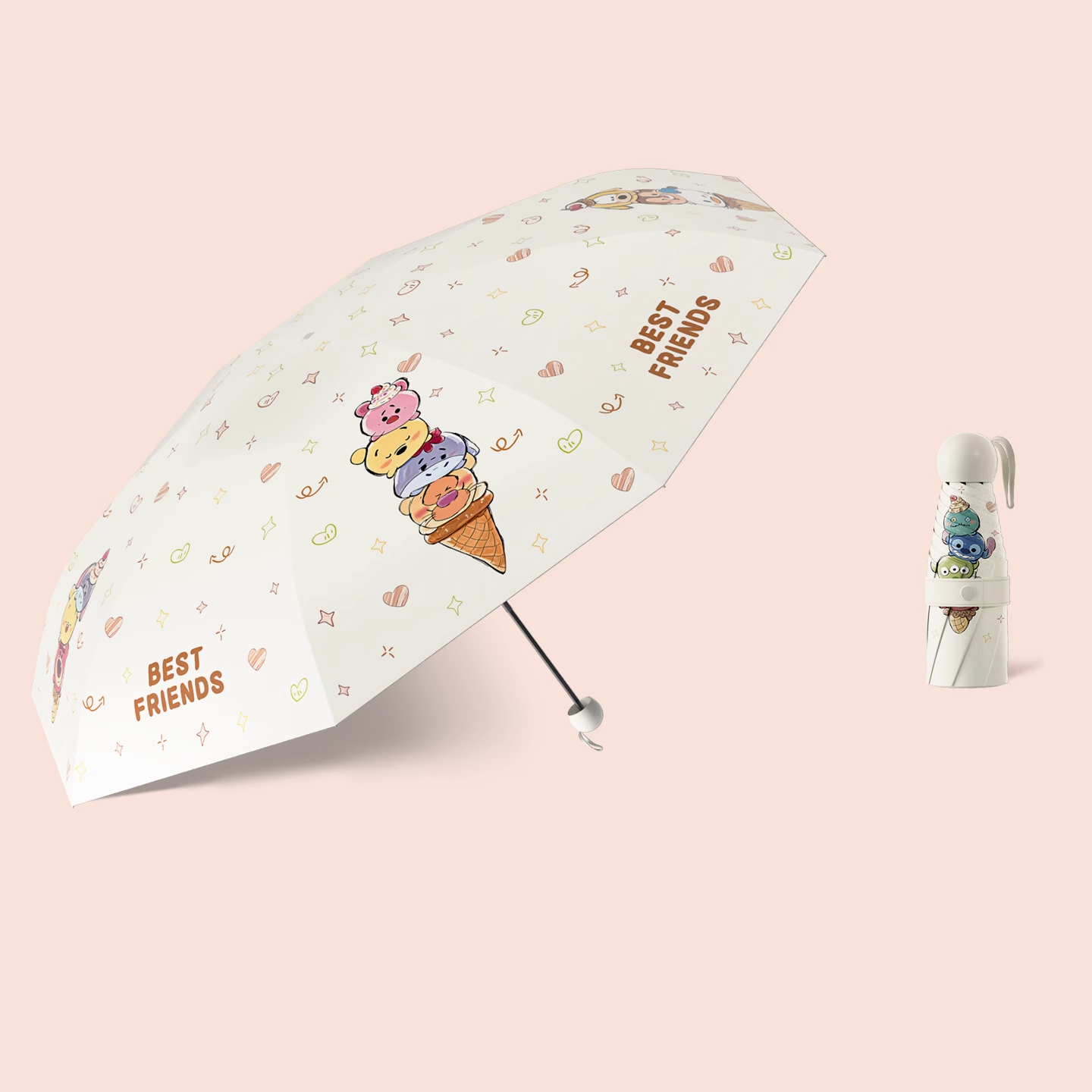 蒙虎荣威 太阳伞遮阳伞防晒防紫外线折叠 个 甜筒好朋友/五折