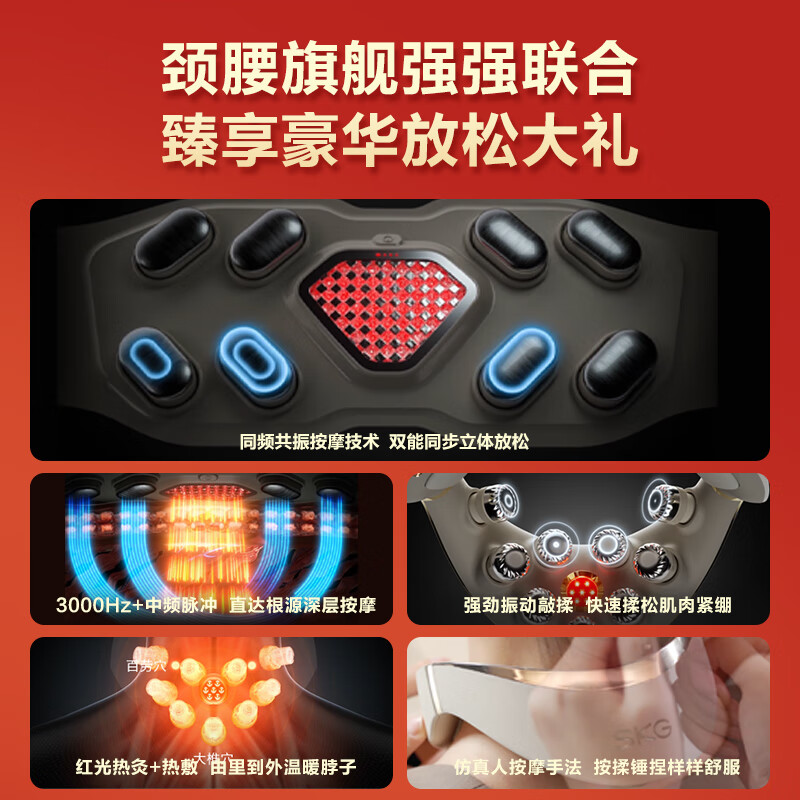 SKG 双G7豪华礼盒款(G7 2代豪华款颈椎按摩器+G7豪华款按摩腰带)高清大图