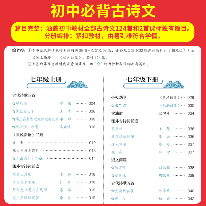 初一寒假预习❤语数RJ英 初中通用 [正版]2025初中生必背古诗文初中古诗词文言文完全解读七八九年级语文英语满分作文古高清大图
