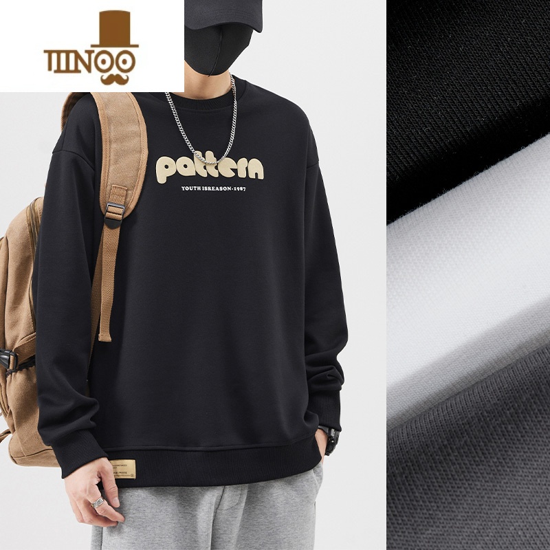 YANXU卫衣男2023新款宽松百搭休闲长袖打底t恤男士圆领2士打男高清大图