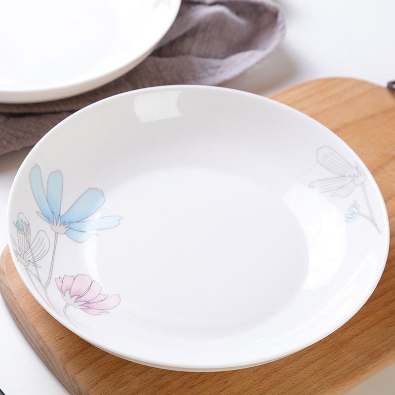 顺祥宁静夏夜8英寸盘子2件套陶瓷餐具釉上彩碗碟套装菜盘苏宁自营