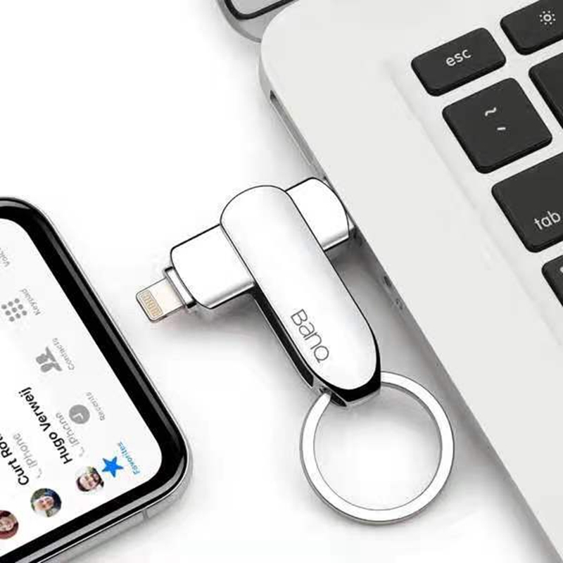 banq128GB USB3.0苹果U盘 A50高速版 银色 苹果官方MFI认证 iPhone/iPad双接口手机电脑