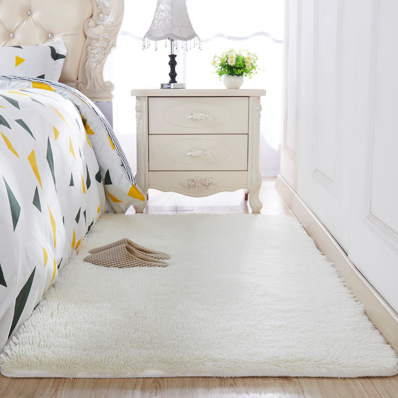 美帮汇长毛地毯卧室满铺客厅茶几垫子房间装饰少女粉色床边毯可定制 米白色 4x2米（长毛）