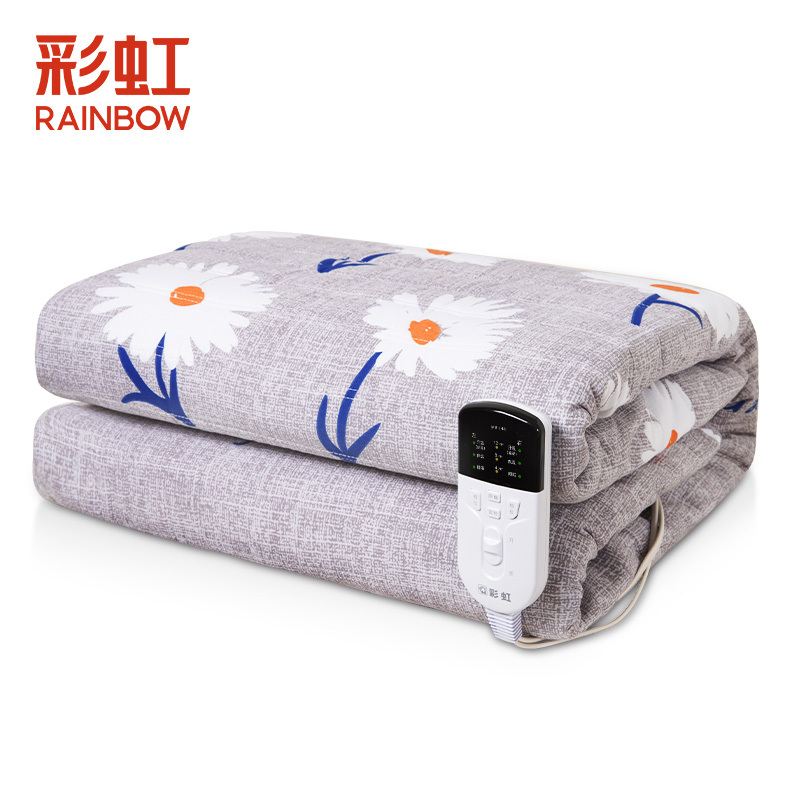 彩虹电热毯双人双控(1.8*1.5米)左右独立控温定时电褥子一键排潮 1.8x1.5m单面棉双控除螨1868-H