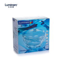 乐美雅(Luminarc)花岗岩双耳全钢化玻璃汤碗水果沙拉碗(带盖)透明1L