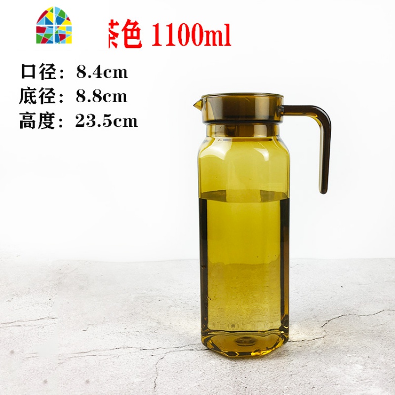 亚克力扎壶 果汁壶塑料pc冷水凉水壶餐厅酒吧ktv饮料壶可高温防摔 FENGHOU 1100ML八角壶茶色高清大图