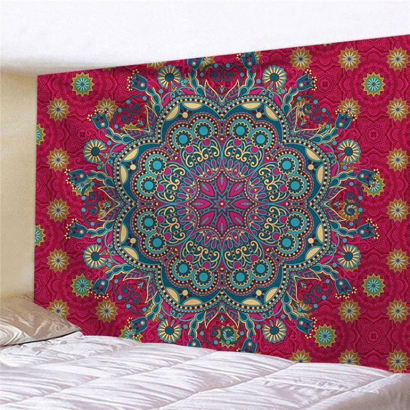 汐岩超大曼陀罗墙布装饰挂毯印度瑜伽背景布挂布卧室床头隔断遮挡窗帘 图七超大（涤纶布）180*230厘米