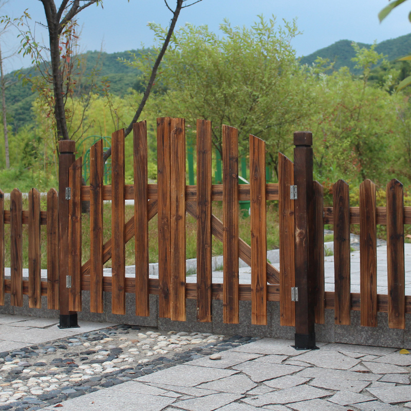 符象栅栏双开木围栏篱笆栅栏碳化木栅栏田园仿古