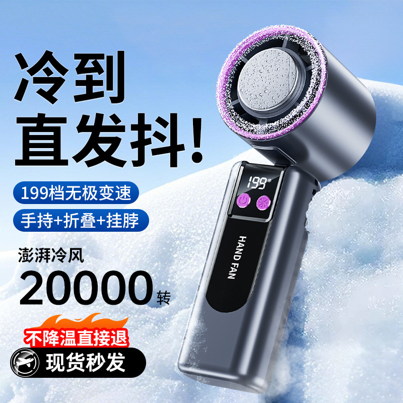 ccko冰敷高速风扇半导体制冷手持风扇便携式充电折叠小风扇-[白色]标准版高清大图