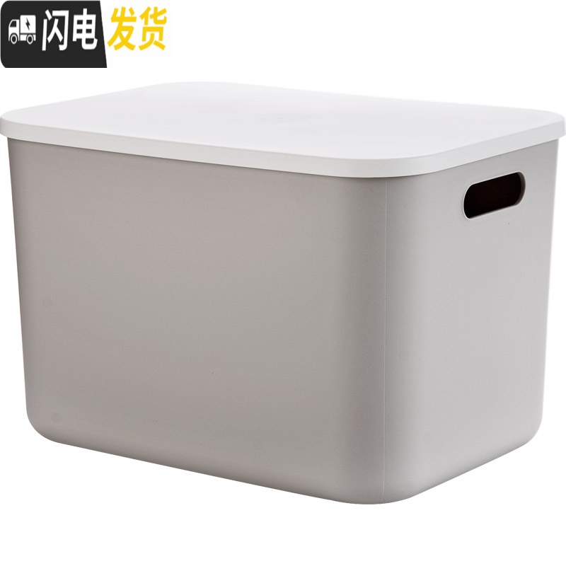 三维工匠 日式带盖收纳箱 装书整理箱大号衣服玩具收纳盒桌面储物箱高清大图