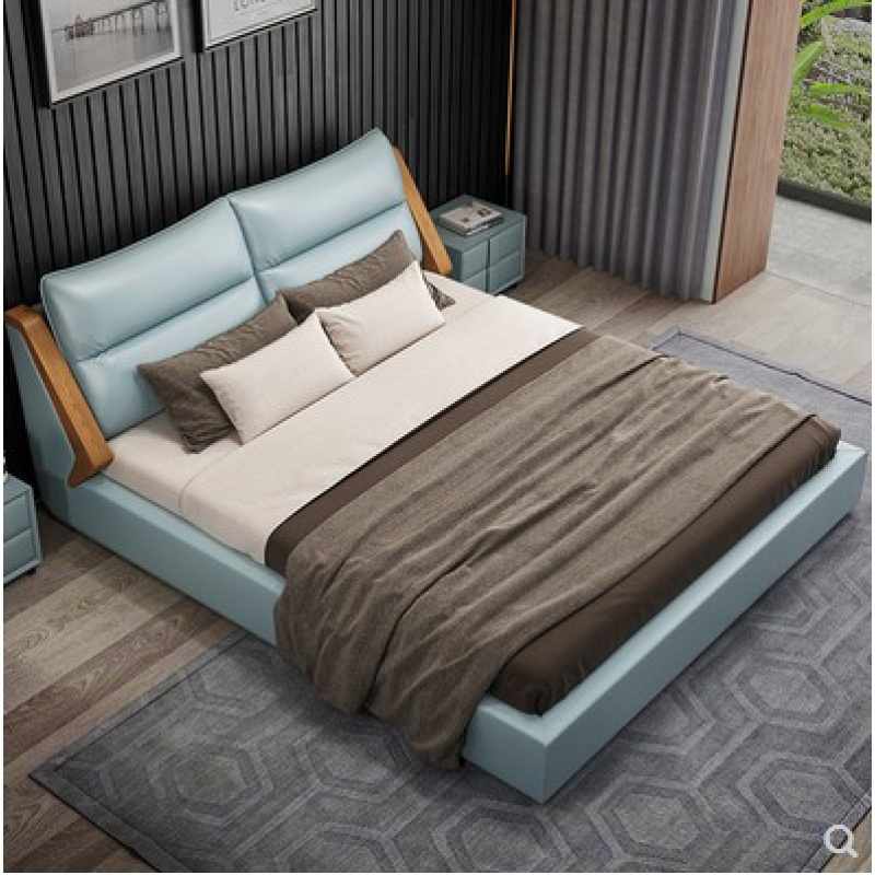 cbd同款式皮床真皮床北欧主卧现代简约双人床18米牛皮卧室婚床