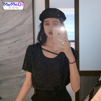 2020夏季新款chic港味网红亮片上设计感心机宽松短袖T恤女学生