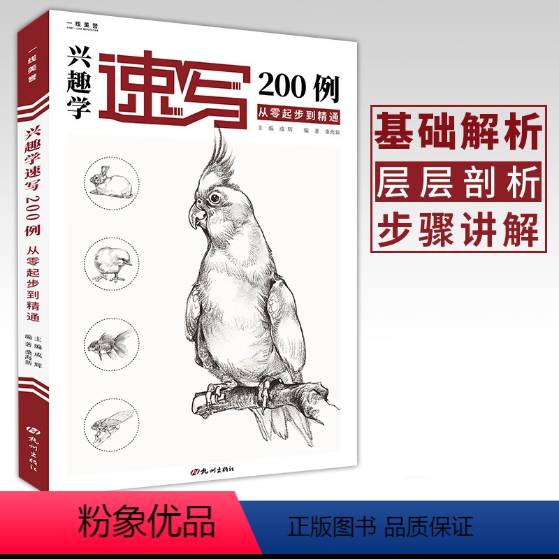 【正版】兴趣学速写200例 速写动物画册书籍临摹本零基础入门自学速写纯手绘画基础技法训练范本美术初学者教程书 桑海新编