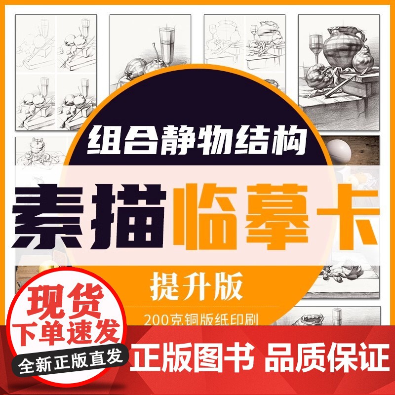 素描组合静物结构临摹卡提升版临摹范本组合画册集美术基础单个罐子道具结构解析照片写生创意卡片校联考高考名师绘画示范正版图书高清大图