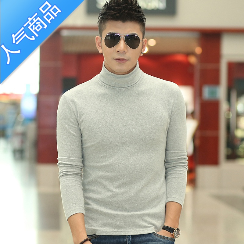 喻娄秋冬男装高领打底衫修身紧身青年长袖t恤男士纯色内衣秋衣潮T恤