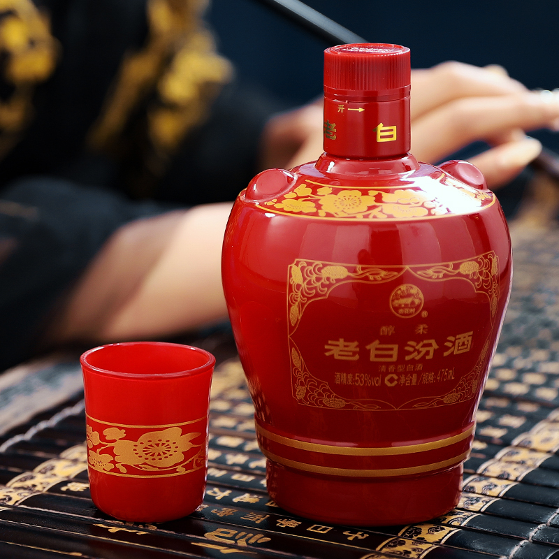 官方自营山西汾酒杏花村酒醇柔老白汾酒53度475ml6瓶整箱装清香型白酒