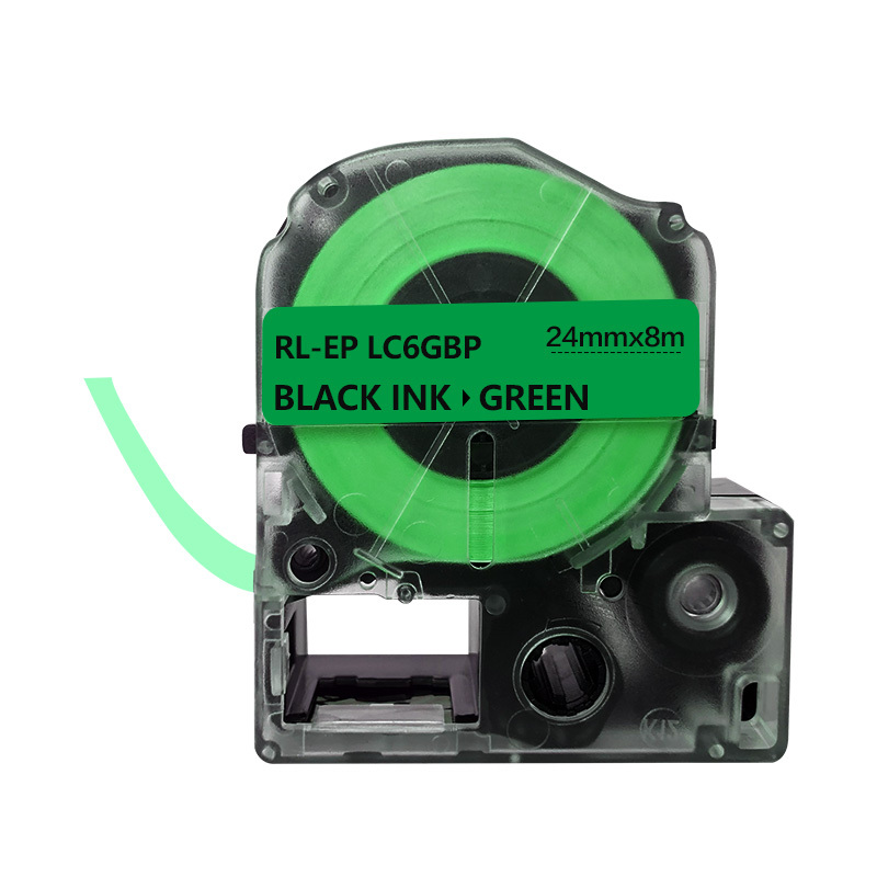 e代经典 24mm绿底黑字标签色带 适用爱普生EPSON LW600P;LW700;锦宫SR530C LK-6GBP高清大图