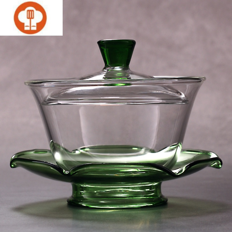 泡茶茶杯茶盖套装单个耐热茶碗盖子绿色玻璃盖碗小号容量180ml视频