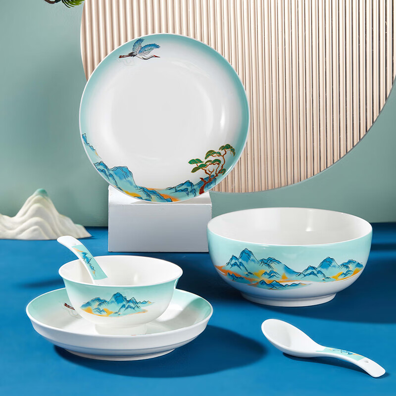 共禾京品 千里江山图16头餐具 SZTWCOM240005高清大图