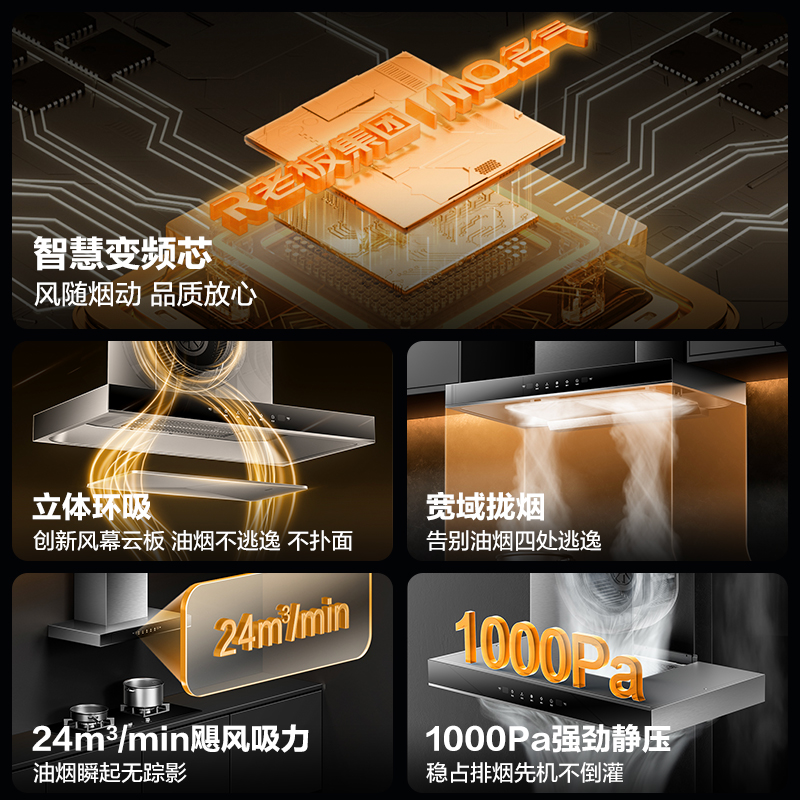 老板集团出品 名气(MQ)24m³烟灶套餐抽油烟机顶吸变频油烟机烟灶套装家用燃气套装A8816+A6510B(天然气)高清大图