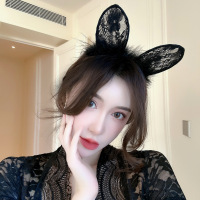 长夜漫漫可爱蕾丝猫耳朵发箍女网红头箍性感兔耳cos化妆发饰4099_557