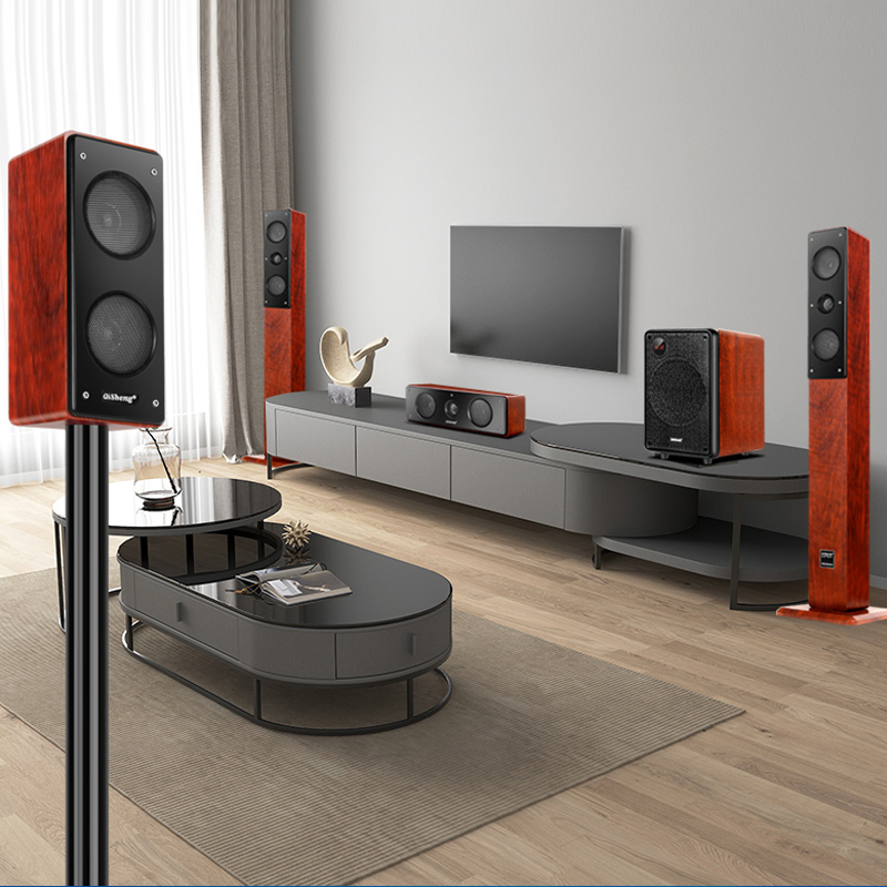 奇声qisheng套装家庭影院21套装音响低音炮ktv客厅木质环绕蓝牙音箱d8