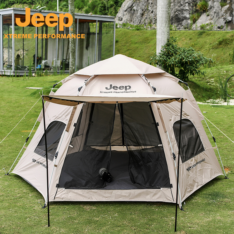 Jeep金字塔蒙古包天幕一体帐篷户外登山野餐防晒露营六角印第安帐
