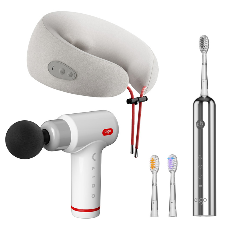 爱国者(aigo)筋膜枪+电动牙刷+U型肩颈按摩器组合套装(AJMQ-2501/DYS-48H01/AJAM-1201)