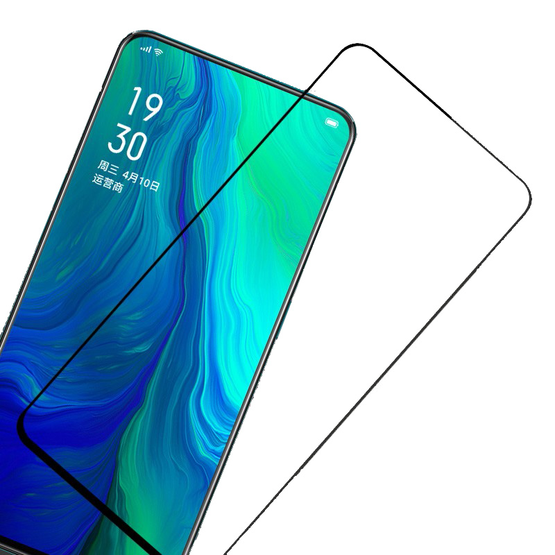 [买2送磨砂壳]轻万适用oppo reno2钢化膜全屏黑色高清透明防摔贴膜OPPO手机保护膜全玻璃高清大图