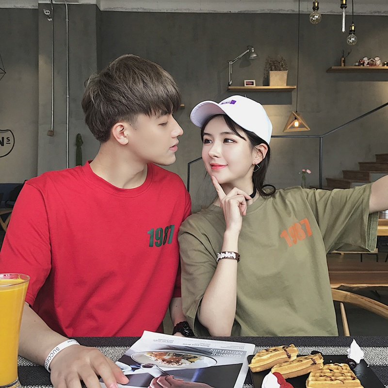 情侣装夏装2018新款气质百搭短袖t恤衫上衣韩版夏款半袖qlz学生潮