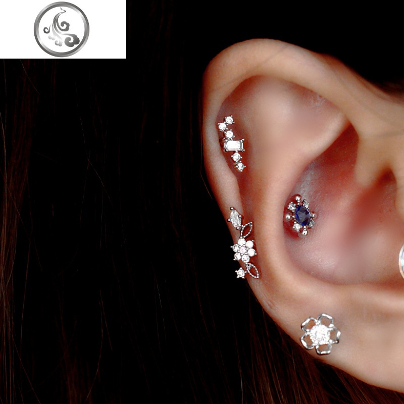 韩国直送微镶钻耳骨钉泫雅花朵锆石耳钉男女简约小耳垂适合的耳环jimi