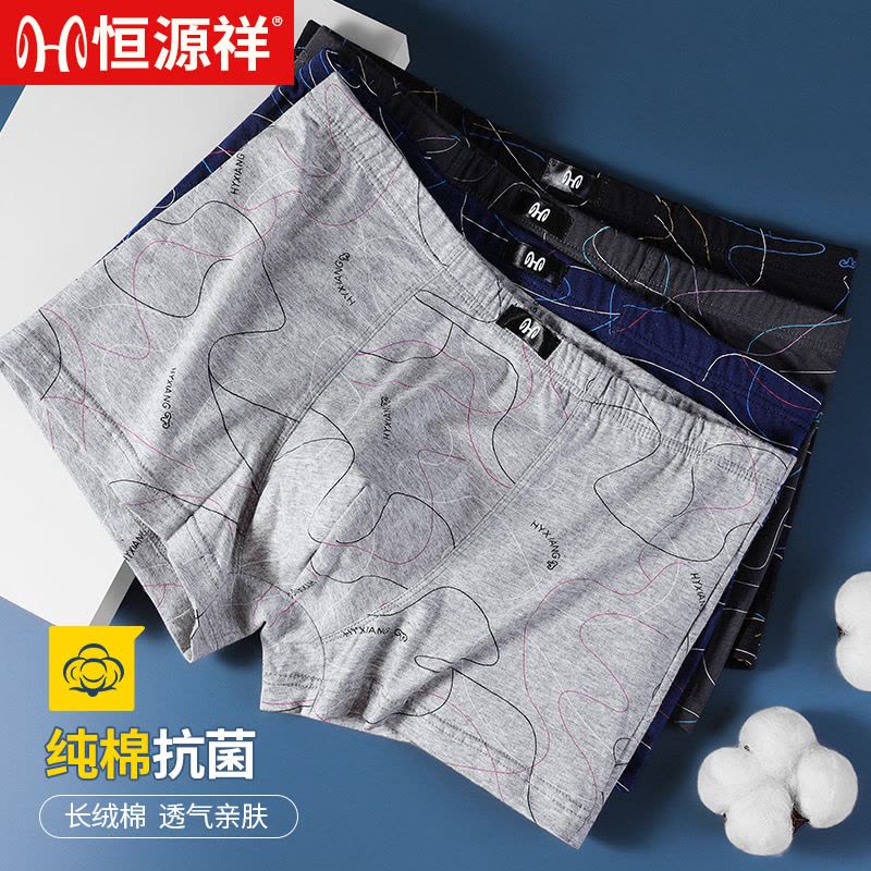 夏季男士棉质内裤薄款透气清凉男生四角裤基础款盒装四条图片