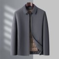 男士外套秋冬羽绒服夹克中年商务休闲男士夹克衫爸爸翻领上衣 M/170 灰色