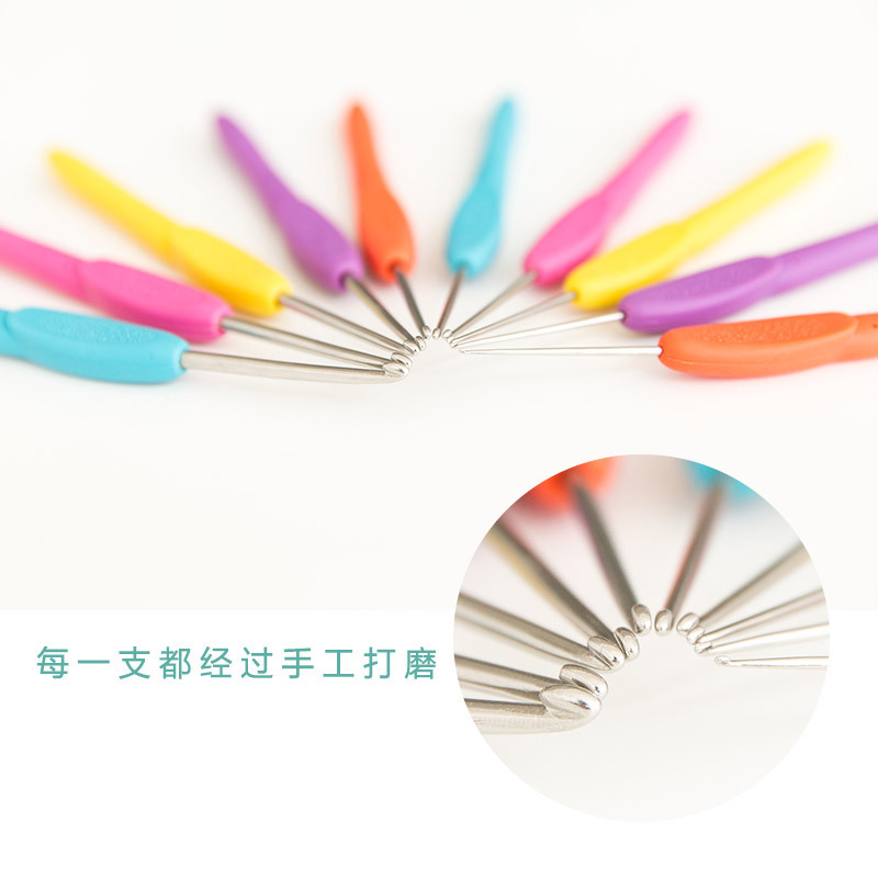 可钩牌钩针手工编织工具套装彩色不锈钢毛衣勾针毛线团针 单只钩针包(不含钩针)