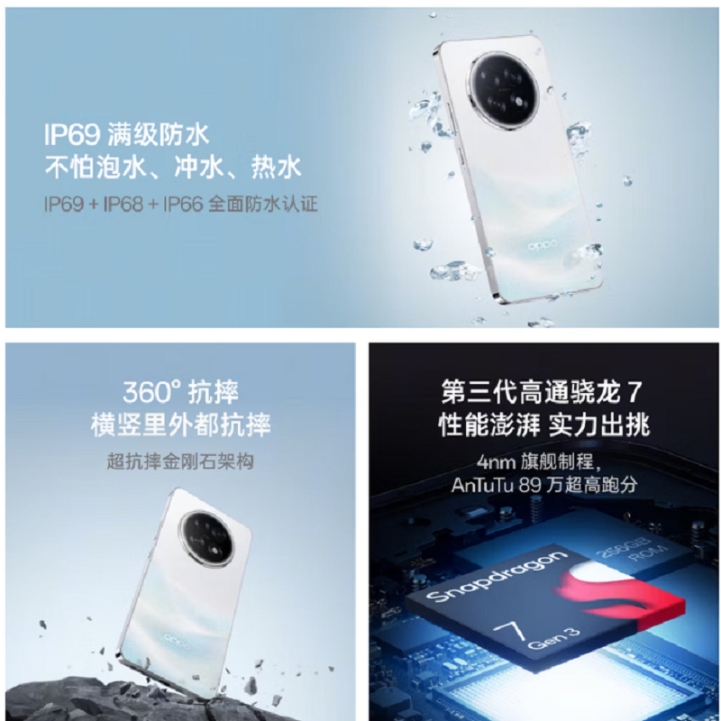 OPPO A6L 5G 玉蓝白 12GB+256GB 手机耐用新一代 强悍更流畅 IP69 满级防水 超抗摔金刚石架构 第三代高通骁龙 7 7000mAh高清大图