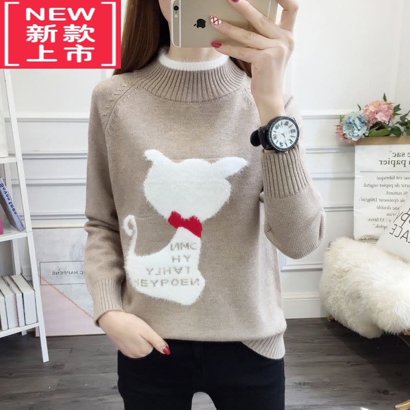 可莉允12岁大童女孩秋冬装圆领毛衣13高初中学生15岁针织打底衫保暖上衣图片