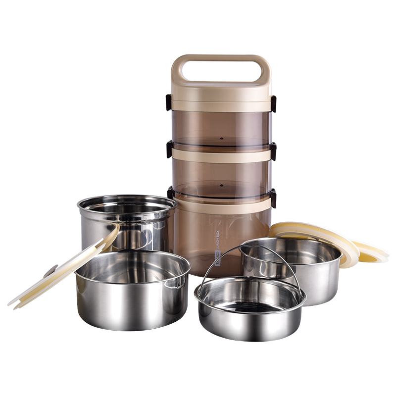 日本泰福高(TAFUCO) 新品 注水保温饭盒304不锈钢防溢叠叠乐发泡便携饭盒多层便当盒上班族学生 保温桶成人饭盒