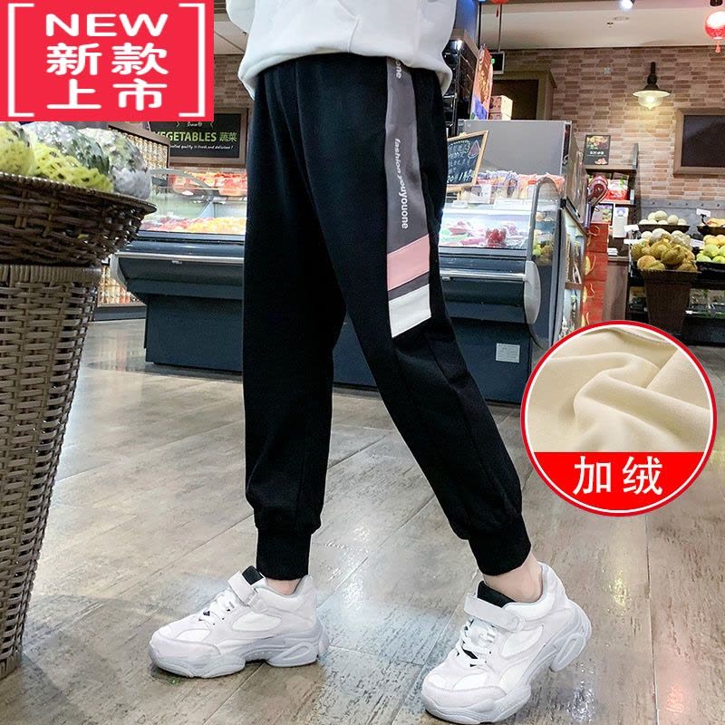 可莉允女童一体绒卫裤宝宝冬装儿童保暖冬季薄绒休闲运动女大童裤子保暖裤图片