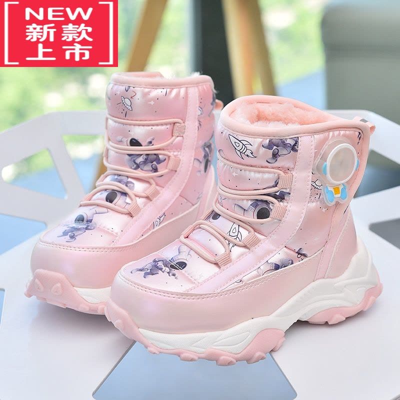 可莉允防水儿童雪地靴女2022新款冬童鞋女童棉靴加绒加厚防滑棉鞋雪地棉图片
